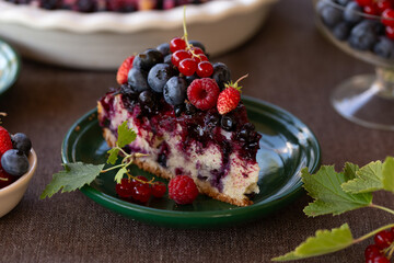 slice of mixed berries cake