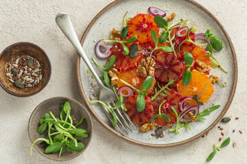 Tasty red blood orange salad