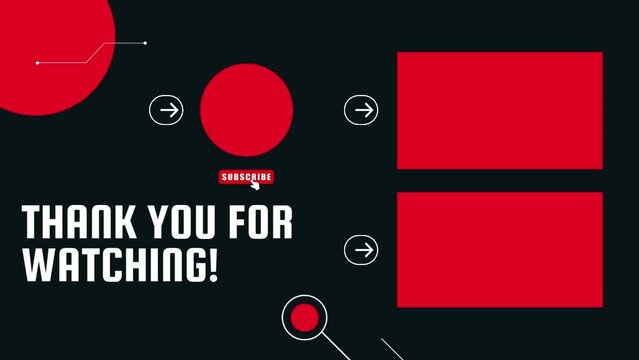 End Screen Video, black background, animation end screen video, outro subscribe and video recommendation