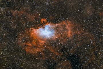 The Eagle Nebula also known as the Star Queen Nebula is a young open cluster of stars in the constellation Serpens