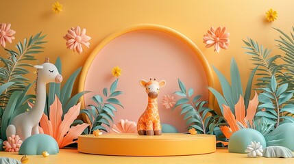 Product podium in animal theme in for product presentation