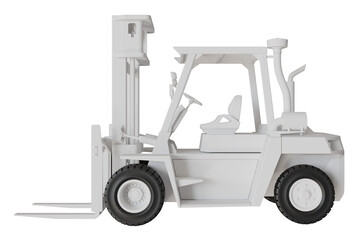 Forklift white 3D rendering isolated transparent background
