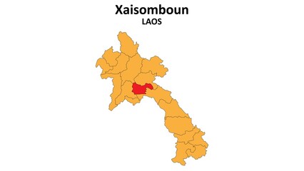 Xaisomboun Map in Laos. Vector Map of Laos. Regions map of Laos.