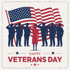 Veterans Day, Vector illustration | Veterans Day Poster, 11th November, Veterans Day Banner,
Veterans Day tribute with American flag and uniformed characters - honor military service and patriotism