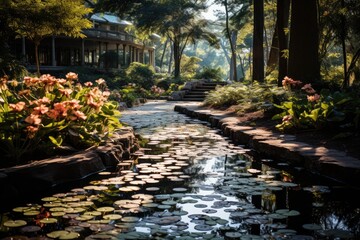 Atlanta Botanical Garden Serene Paradise of Flowers., generative IA