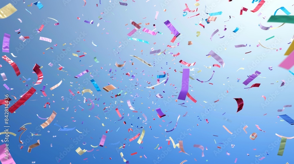Poster three-dimensional abstract background with confetti. generated using stock.