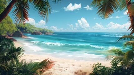 Background of beautiful beach for mockup summer product display or travel ad.