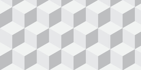Seamless abstract white and gray background from cubes and lines. Geometric tiles and mosaic creative stylish seamless pattern block cube background. minimal hexagon Cubes mosaic shape vector design.
