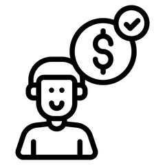 approved salaries outline icon and illustration