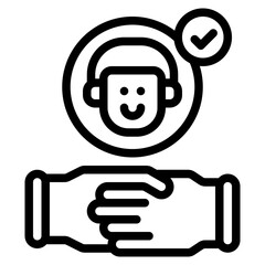 shake hands client approve outline icon and illustration