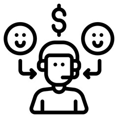 money online service outline icon and illustration