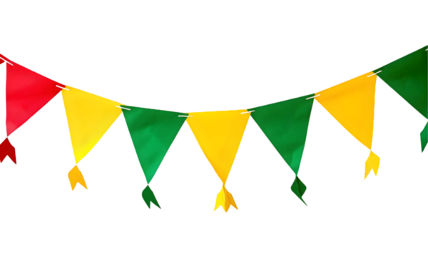 Colorful Party Bunting Flags, Party ribbon banner on transparent background