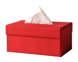 Red tissue box on transparent background
