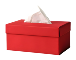 Red tissue box on transparent background