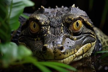 Obraz premium Stunning scenario of alligators and lush nature in Gatorland, Orlando., generative IA