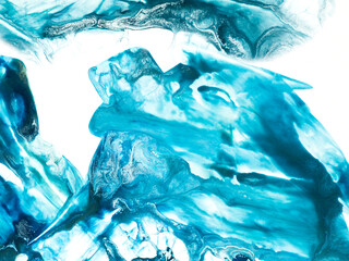 Abstract blue fantastic creative painting. Hand-drawn, impressionism style, marble texture