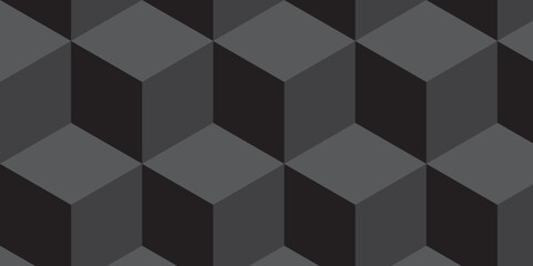 Fototapeta premium Seamless abstract Black and gray background from cubes and lines. Geometric tiles and mosaic creative stylish seamless pattern block cube background. minimal hexagon Cubes mosaic shape vector design.