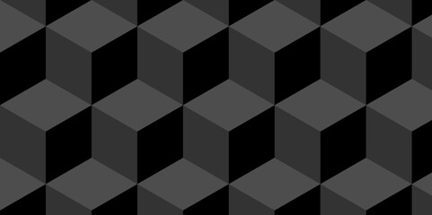 Seamless abstract Black and gray background from cubes and lines. Geometric tiles and mosaic creative stylish seamless pattern block cube background. minimal hexagon Cubes mosaic shape vector design.
