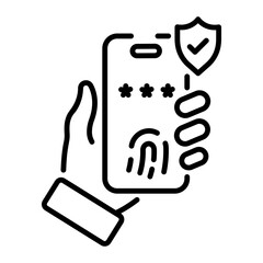 Premium outline icon of biometric security 
