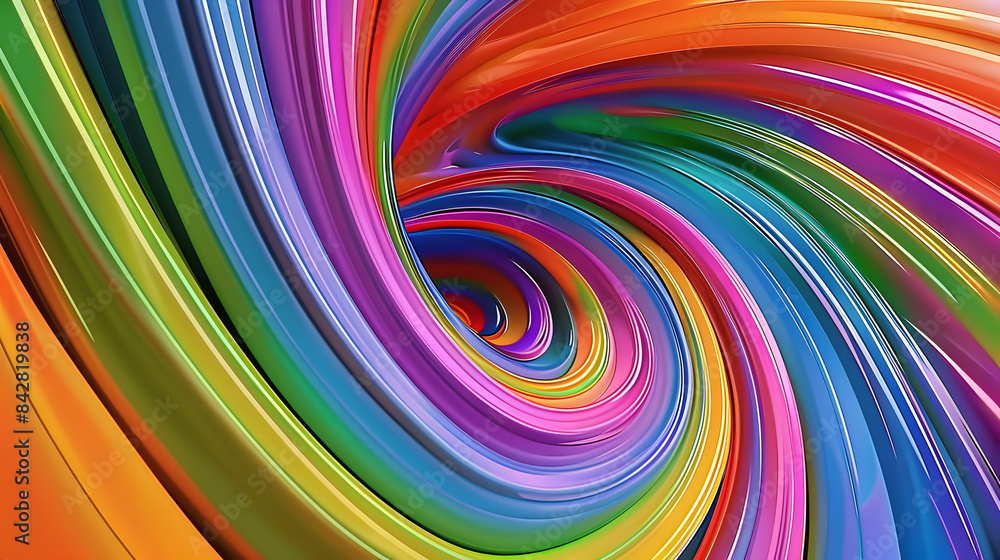 Poster colorful curved lines. rainbow color swirls. 3d rendering abstract background