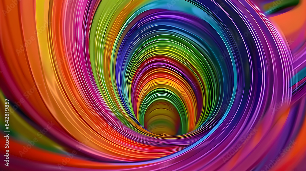 Poster colorful curved lines. rainbow color swirls. 3d rendering abstract background
