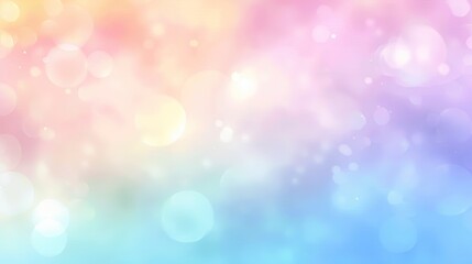 Fototapeta premium Soft pastel rainbow gradient background with blurred edges creating a dreamy atmosphere, perfect for design projects, backdrops, or wallpapers, adding whimsical charm while maintaining focus on text.