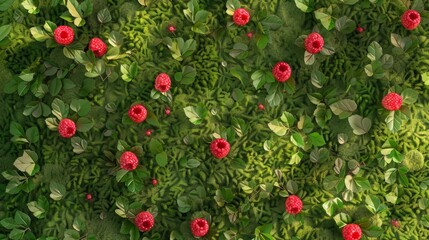 Obraz premium Raspberries top view