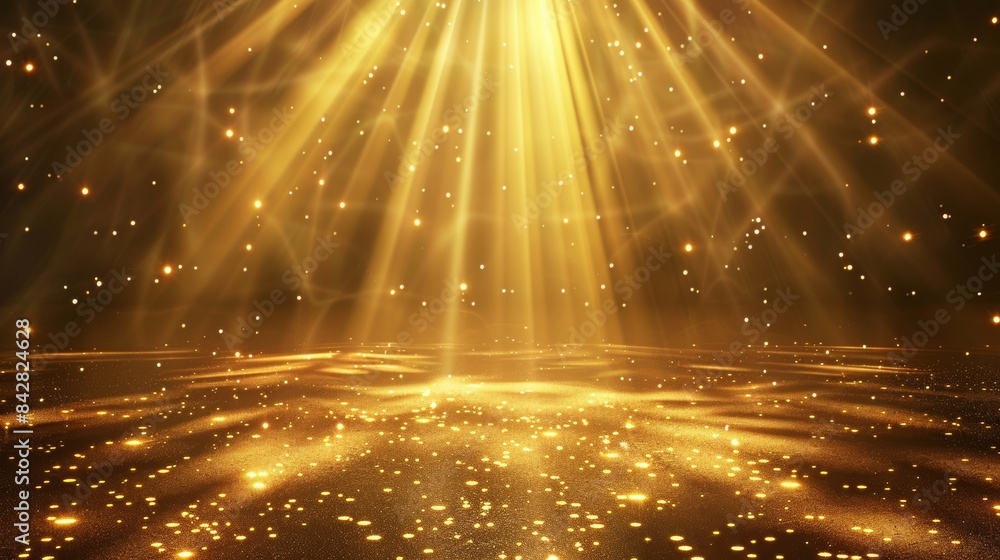 Poster abstract background with light rays and bokeh. 3d rendering. stock.