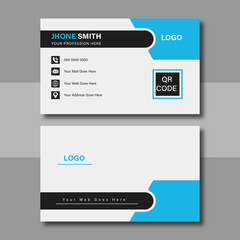 Clean Corporate Business Card Layout with blue color. Modern unique creative business card. Business card for business and personal use. Vector illustration design, Print ready,