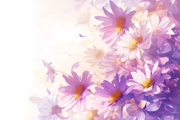 Softly Painted Purple and White Daisies