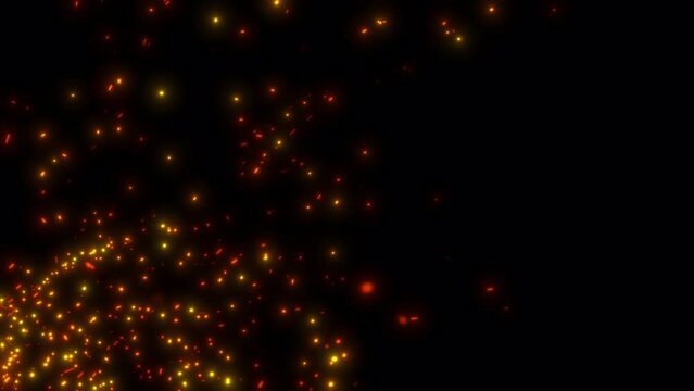 Fire sparks animation. Transparent 4K Alpha Channel. Seamless loop. Perfect for movie trailers, parties, concert openings, or intros.