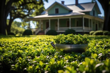 Obraz premium Plantation Charm at Charleston Tea Garden., generative IA