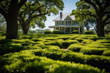 Obraz premium Plantation Charm at Charleston Tea Garden., generative IA