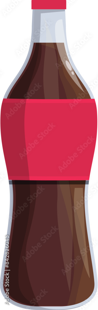 Aufkleber glass bottle containing sparkling soda with a red label and a red cap, isolated on a white backgroun