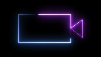 Abstract Neon Light Rectangular Frame Illustration.