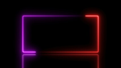 Abstract Neon Light Rectangular Frame Illustration.