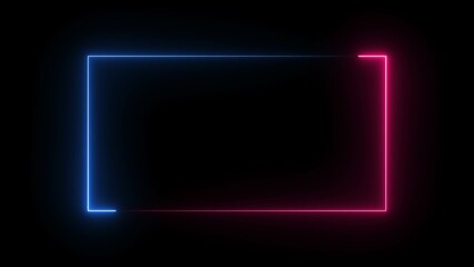 Abstract Neon Light Rectangular Frame Illustration.