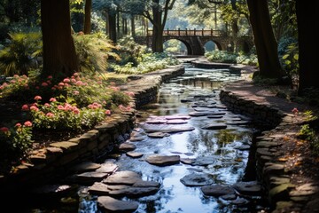 Obraz premium Serene Scenario Charleston Botanical Garden, USA., generative IA