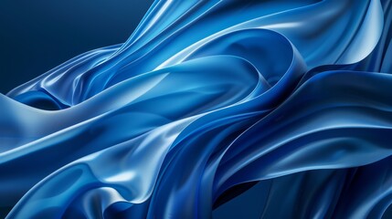 Obraz premium Abstract blue silk fabric, fluid motion, textural background. Concept of modern art and luxury design
