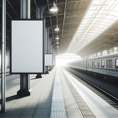 A train in a train station creative.
