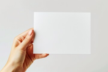 Obraz premium Blank paper mockup on hand created with generative AI