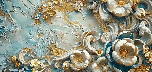 Stucco molding with intricate latticework, Moorish style, rich colors, digital painting, exotic design