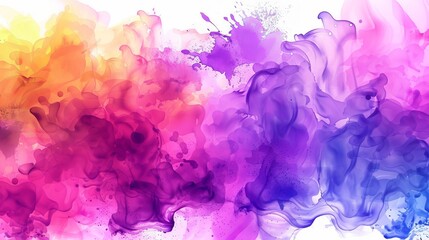 Fototapeta premium Colorful smoke watercolor background with a white background, perfect for posters, covers, and artistic projects. Splash watercolors are perfect for posters, covers, and artistic projects.