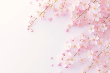 Fototapeta premium Pink Cherry Blossoms on a White Background
