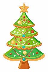 Beautiful brightly colored Christmas gingerbread Christmas tree vector illustration