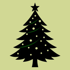  Silhouette of the Christmas tree vector illustration