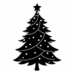  Silhouette of the Christmas tree vector illustration