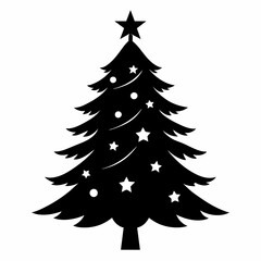  Silhouette of the Christmas tree vector illustration