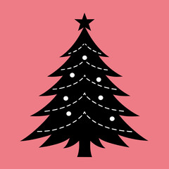  Silhouette of the Christmas tree vector illustration