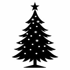  Silhouette of the Christmas tree vector illustration